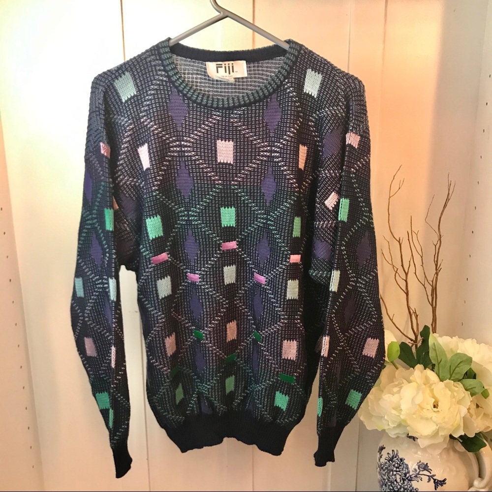 - Vintage Fiji Made in Italy 80’s Print Sweater